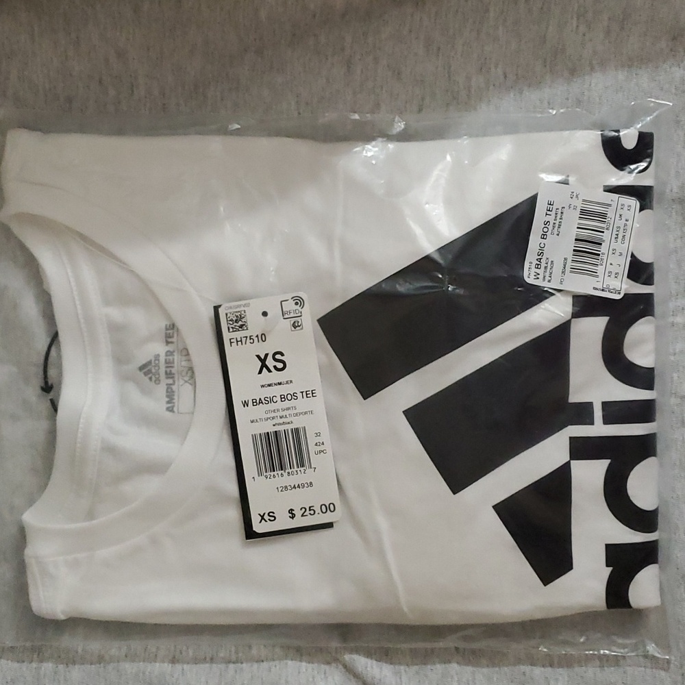 NWT ADIDAS LADIES TEE, BLK & WHT, XSMALL. $20 or 3 for $50